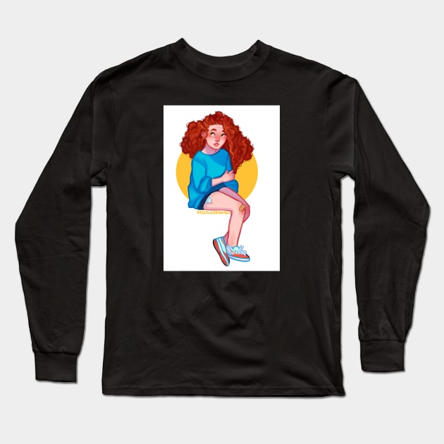 Red Hair Long Sleeve T-Shirt by drizzledrawings